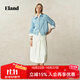 ELAND【棉麻混紡】衣戀短外套女透氣舒適簡(jiǎn)約直筒衣2025夏季新款 淺藍(lán)色(51)L/Blue S /160