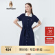Hush Puppies暇步士女裝夏復(fù)古休閑運(yùn)動(dòng)系帶修身Polo連衣裙 196深藍(lán) M