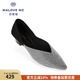 MALOVE MZ王妃鞋新款3.7cm尖頭水晶低跟單鞋女職業(yè)通勤百搭平底鞋新款單鞋 吸睛閃（腳寬建議拍大一碼） 37