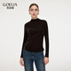 歌莉婭 秋季新品  絲絨半高領(lǐng)上衣  1E9R0E130 98Y深啡 S