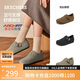 斯凱奇（Skechers）單鞋勃肯鞋女士2025新款秋季牛皮一腳蹬休閑鞋厚底豆豆鞋159018