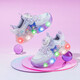 HELLOKITTY童鞋女童學(xué)步鞋炫彩亮燈鞋卡通庫洛米發(fā)光鞋時(shí)尚運動(dòng)鞋6703紫色29