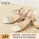 他她（TATA）法式氣質(zhì)一字帶涼鞋女鞋簡約高跟涼鞋2025夏新款WL402BL5 米白 37