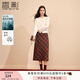 香影紅色復古格子半身裙女秋裝2025新中長(cháng)款裙子開(kāi)叉高腰a字裙 紅色 M