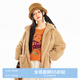 樂町秋冬開衫棉服美式連帽仿皮外套女潮C2AED4412 駝色 S
