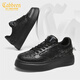 卡賓（CABBEEN）男鞋厚底增高板鞋男高端休閑鞋潮牌輕奢男士小白鞋子 黑色    42