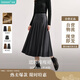 茵曼 格雷系百褶半身裙秋季女裝經(jīng)典A字寬松遮胯顯瘦長(zhǎng)裙 貴族灰 XL 