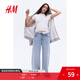 H&M女裝T恤2025夏季新款時尚修身短袖窄邊領(lǐng)口直筒下擺上衣1260556 白色 M 165/96