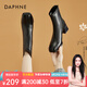 達(dá)芙妮（DAPHNE）短靴女粗跟中跟2023冬季加絨保暖冬天冬靴品牌踝靴女靴子 黑色 37 標(biāo)準(zhǔn)碼
