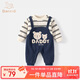 班喜迪嬰兒秋裝衣服嬰幼兒男寶寶連體衣假兩件背帶褲超萌外出爬服春秋季 條紋 80cm