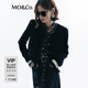 MO&Co.夾克外套輕奢鉆石絨墊肩短款箱型解構拼接袖外套小香風(fēng)摩安珂 黑色 S 160
