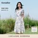 珂萊蒂爾2025年夏季新款茶歇印花天絲連衣裙女V領(lǐng)收腰飄逸中長裙 淡紫 M