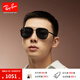 雷朋（RayBan）墨鏡新款飛行員款太陽鏡男女同款戶外防曬眼鏡0RB3712D禮物 002/87 黑色鏡框深灰色鏡片 62