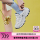 斯凱奇（Skechers）女鞋秋冬小白熊休閑鞋子厚底增高百搭運動軟底老爹鞋99999863 白色/海軍藍色/WNV 37