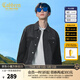 卡賓（CABBEEN）【字母刺繡】男裝牛仔夾克外套2024秋冬新款寬松上衣潮流街頭 煤黑色01 L /175/50