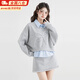 鉑吶苓衛衣套裝女兩件套秋季韓系減齡衛衣包臀半身裙運動(dòng)休閑裙子小個(gè)子 衛衣長(cháng)袖短裙兩件套【灰】 S