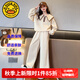 G.DUCKKIDS童裝女童秋季套裝兒童衣服女大童春秋款大領(lǐng)子衛(wèi)衣褲子兩件套學(xué)生 米白色 160 尺碼13~14歲【150-160cm】