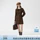 范思藍(lán)恩蝴蝶結(jié)復(fù)古格子連衣裙女秋冬2024新款收腰a字裙短裙14626 棕色格子 M
