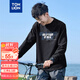 唐獅（TonLion）2025春男長(cháng)袖t恤男前胸大圖案潮印花圓領(lǐng)長(cháng)袖T恤 黑色 XL 