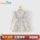 優(yōu)奇嬰兒衣服夏季女寶寶碎花小飛袖上衣公主裙兒童打底衫T恤裙子