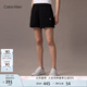 Calvin KleinJeans25春夏女士通勤簡(jiǎn)約印花ck松緊腰修身針織休閑短褲47AB601 UB1-太空黑 S