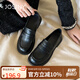 卓詩尼經(jīng)典氣質(zhì)樂福鞋平底中跟套腳女鞋春夏時(shí)尚百搭女單鞋 黑色 39