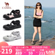 駱駝（CAMEL）戶外涼鞋女丑萌沁涼版撞色厚底涼鞋 L25M076016 粉/黑 37 