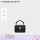 CHARLES&KEITH菱格鏈條手提斜挎小方包生日禮物七夕禮物CK2-80782534 Black黑色 小包