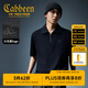 卡賓（CABBEEN）【重磅純棉】男裝火元素logo短袖Polo衫拉鏈翻領(lǐng)上衣潮牌T恤 煤黑色01 XL /180/52