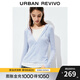 UR2025秋季新款女裝潮流假兩件撞色拼接連帽拉鏈T恤UYV450243 中灰藍 M