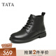 他她（TATA）冬商場同款經(jīng)典系帶馬丁靴女黑色百搭炸街小短靴WXL01DD3 黑色（單里） 35