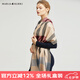 瑪麗亞·古琦（MARJA KURKI）絲光羊毛圍巾女冬款 保暖雙面格紋女士圍巾披肩用禮盒裝 經(jīng)典旋律 米色