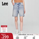 Lee25新品舒適版五袋款設計淺藍色女百慕大牛仔短褲顯瘦潮A08096 淺藍色 26