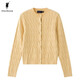 POLOWALK紅色麻花針織開(kāi)衫女秋冬新款保羅女裝新年本命年毛衣開(kāi)衫外套上衣 黃色【AM8W53580115】 L (165)