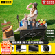 TANXIANZHE探險者露營(yíng)車(chē)折疊小推車(chē)戶(hù)外后開(kāi)營(yíng)地車(chē)野餐車(chē)平折型露營(yíng)車(chē)手推車(chē) 350L 墨玉黑+后開(kāi)+帶剎車(chē)坦克輪