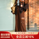 森女部落原創(chuàng  )可愛(ài)棕色小熊貓貼布闊腿休閑褲秋冬新款女裝 棕色（單件） 單件 L