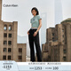 Calvin KleinJeans25春夏女士美式復(fù)古摩登潮流黑色微彈ck闊腿牛仔褲47B089G CLT-牛仔黑（R） 25