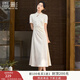 香影新中式國風(fēng)立領(lǐng)連衣裙女2025夏季新款改良旗袍風(fēng)白色提花裙子 米白 斜襟款 暗紋提花 M 160/84A/95-110斤