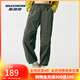 斯凱奇（Skechers）閃穿褲子女秋季傘兵褲闊腿褲吸濕速干運動(dòng)褲降落傘褲 黑森林綠/0373 S