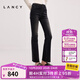 朗姿/LANCY秋冬新款黑色九分褲女棉質(zhì)牛仔褲微喇叭復古摩登 夜幕黑色 XL