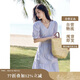 茵曼（INMAN）夏季法式花邊女裝V領(lǐng)連衣裙小清新甜美風(fēng)泡泡袖長(zhǎng)裙子 紫荊粉 M