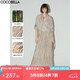 COCOBELLA重工5米壓褶萊賽爾珠光半身裙女大擺A字長(cháng)裙HS0040 香檳色 M