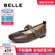 百麗（Belle）小金豆瑪麗珍鞋女25秋新商場(chǎng)款羊皮雙條帶薄底單鞋E1V1DCQ5預售 棕色-寬版 37 (235mm)