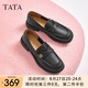 他她（TATA）半島玫瑰英倫風樂福鞋女鞋山茶花小皮鞋單鞋秋新7WX22CA4 黑色 35