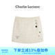 Charlie Luciano彩扣小香風(fēng)羽絨短裙秋冬新款62464小眾百搭顯瘦cl半身裙女潮 米白色 1
