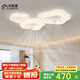 鹿屋客廳燈云朵風(fēng)扇吸頂燈護(hù)眼房間燈高級(jí)臥室燈扇一體燈具餐廳電扇燈 A款花朵白色【110CM】精靈
