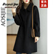 Aosijie高端品牌雙面羊絨大衣女秋冬新款韓版氣質(zhì)優(yōu)雅寬松顯瘦羊毛呢外套 鋼琴黑 L 【126-170斤】