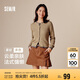 森馬針織衫女短款圓領(lǐng)純色百搭春秋溫柔修身絞花開(kāi)衫109524106001