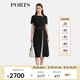 PORTS寶姿女裝2025春夏新款簡(jiǎn)約時(shí)尚撞色褶裥拼接短袖連衣裙ALQ8D045UWQ050 黑色 XL （10）