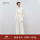 OVV春夏熱賣(mài)女裝三醋酸面料中腰寬松直筒休閑通勤西褲 本白（凈色）10 M